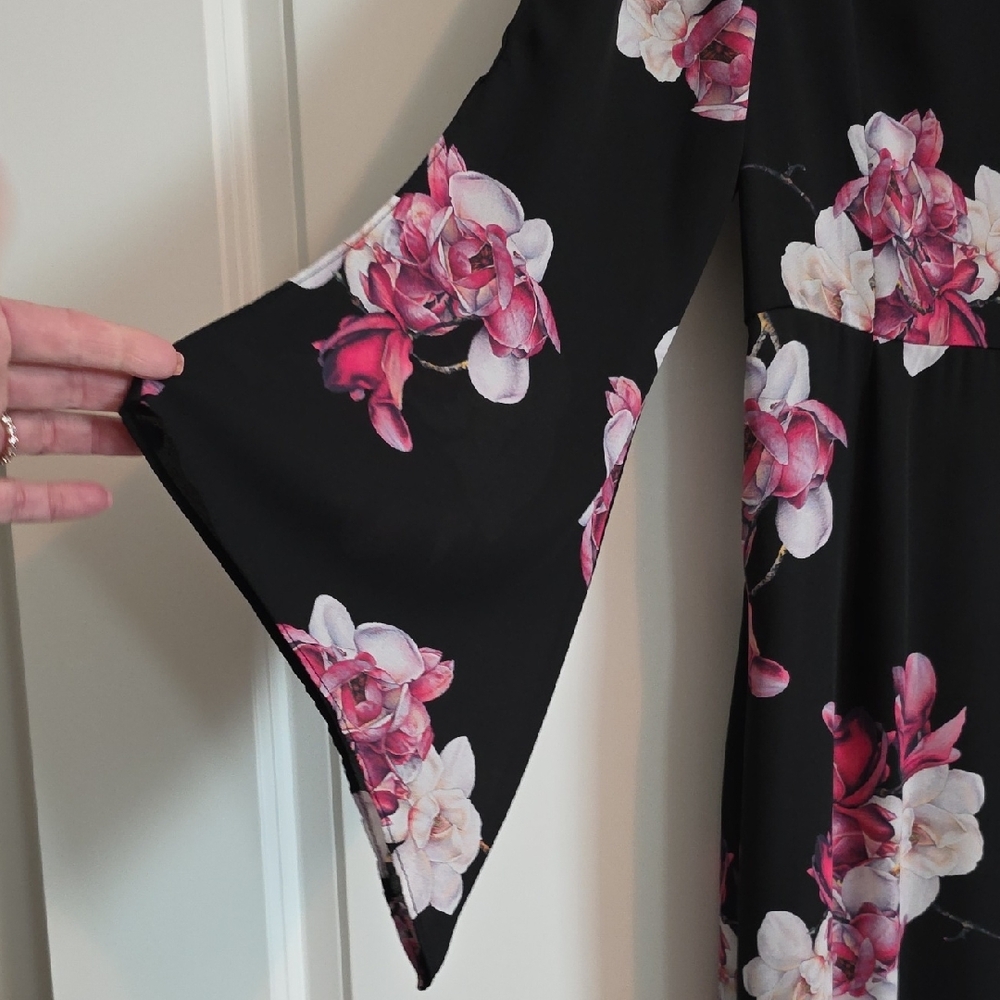 VENUS Black and Pink Floral High Low Dress - Picture 4 of 7